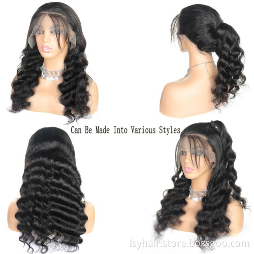 Lsy Brazilian Hair Wig 150% Density Loose Deep Wave 13x4 Lace Front wig Human Hair, Half Hand Tied Loose Wave Wig With Baby Hair